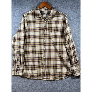 Eddie Bauer Button Up Shirt Men's Medium Brown Plaid Longsleeve Flannel